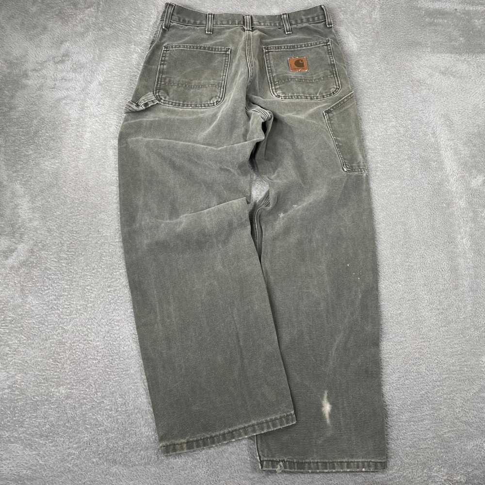 Vintage Carhartt Carpenter Pants Mens 30x30 Gray Faded USA Workwear Distressed